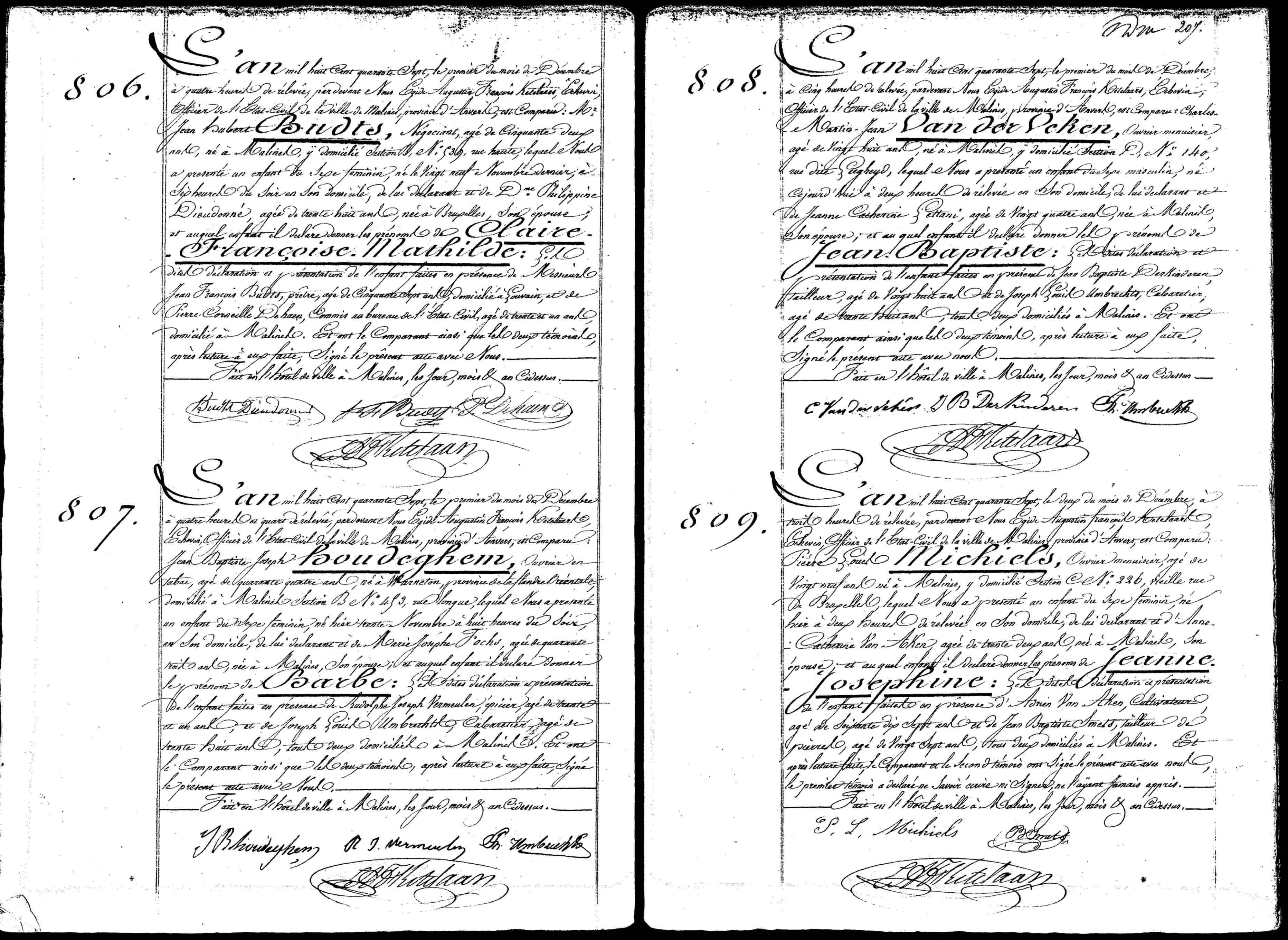 Birth Jean Baptiste Van Der Veken In 1847 In Mechelen Belgium Open Archives